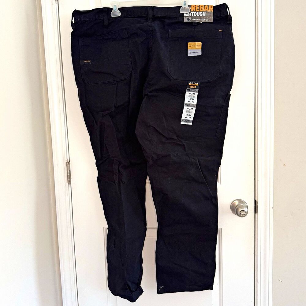 Ariat Rebar M4 Men’s Relaxed Straight Leg Black Cotton Canvas Pants 44/32